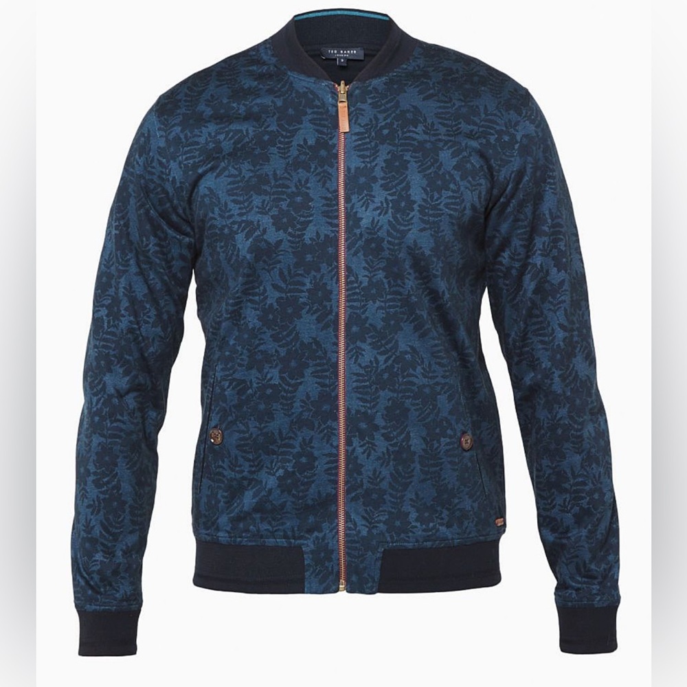 Ted Baker Cartwell Reversible Bomber Jacket Navy Floral Size L
